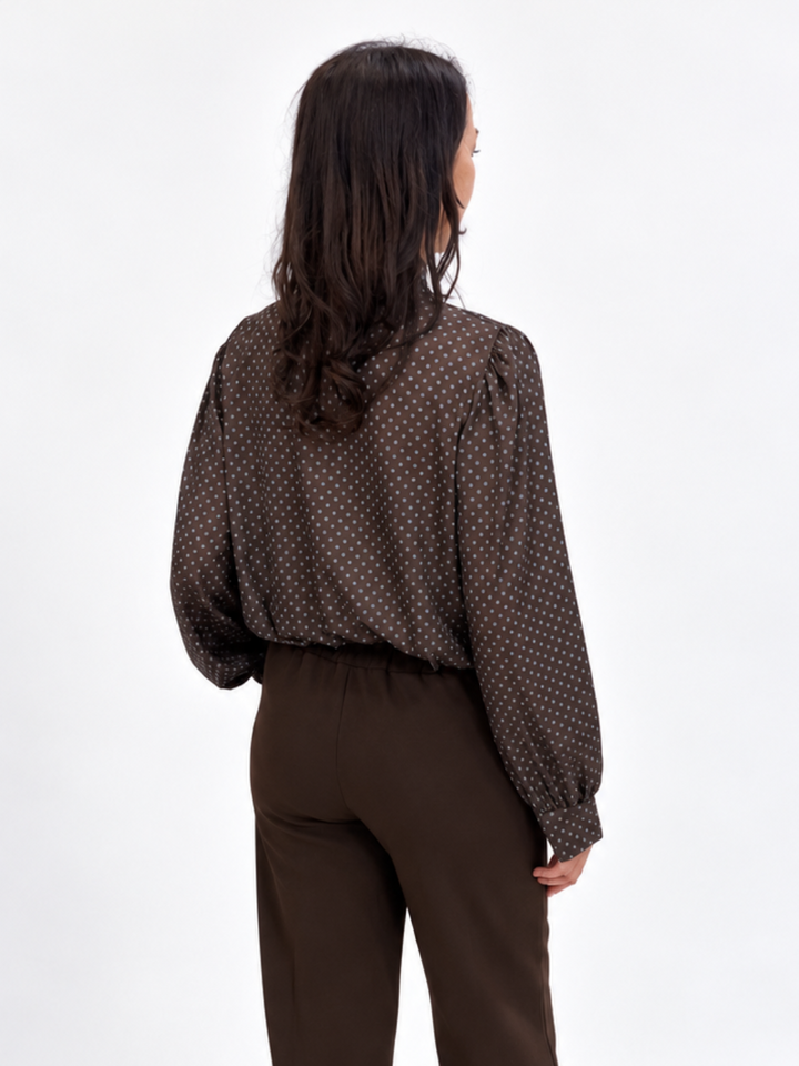 Lil Jen Camille Polka Dot Blouse In Brown Print-Nicola Ross