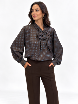 Lil Jen Camille Polka Dot Blouse In Brown Print-Nicola Ross