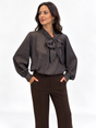 Lil Jen Camille Polka Dot Blouse In Brown Print-Nicola Ross