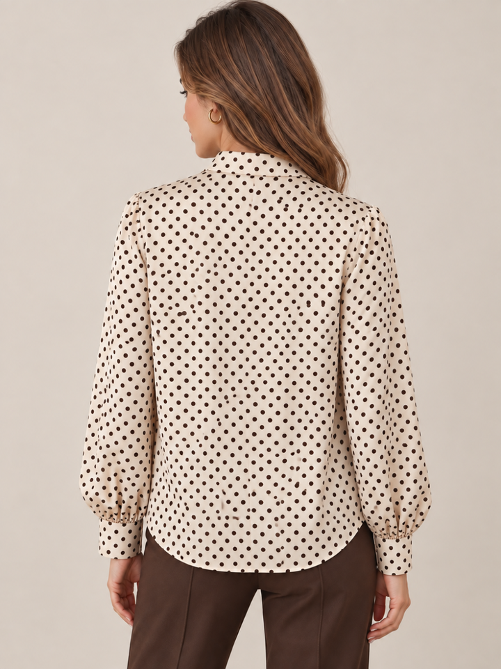 Lil Jen Camille Polka Dot Blouse In Champagne Print-Nicola Ross