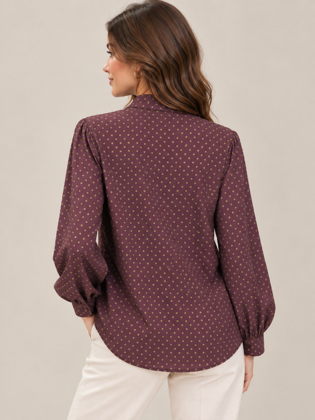 Lil Jen Camille Polka Dot Blouse In Plum Print-Nicola Ross