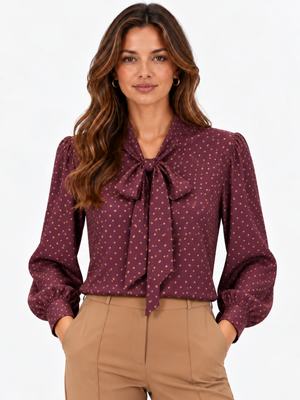 Lil Jen Camille Polka Dot Blouse In Plum Print-Nicola Ross