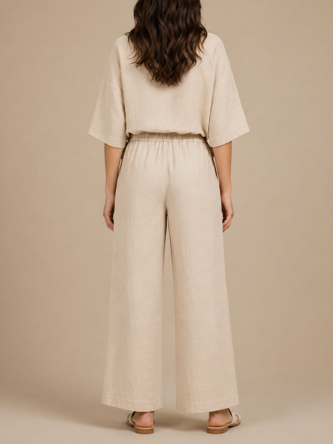 Lil Jen Cody Linen Trousers In Beige-Nicola Ross