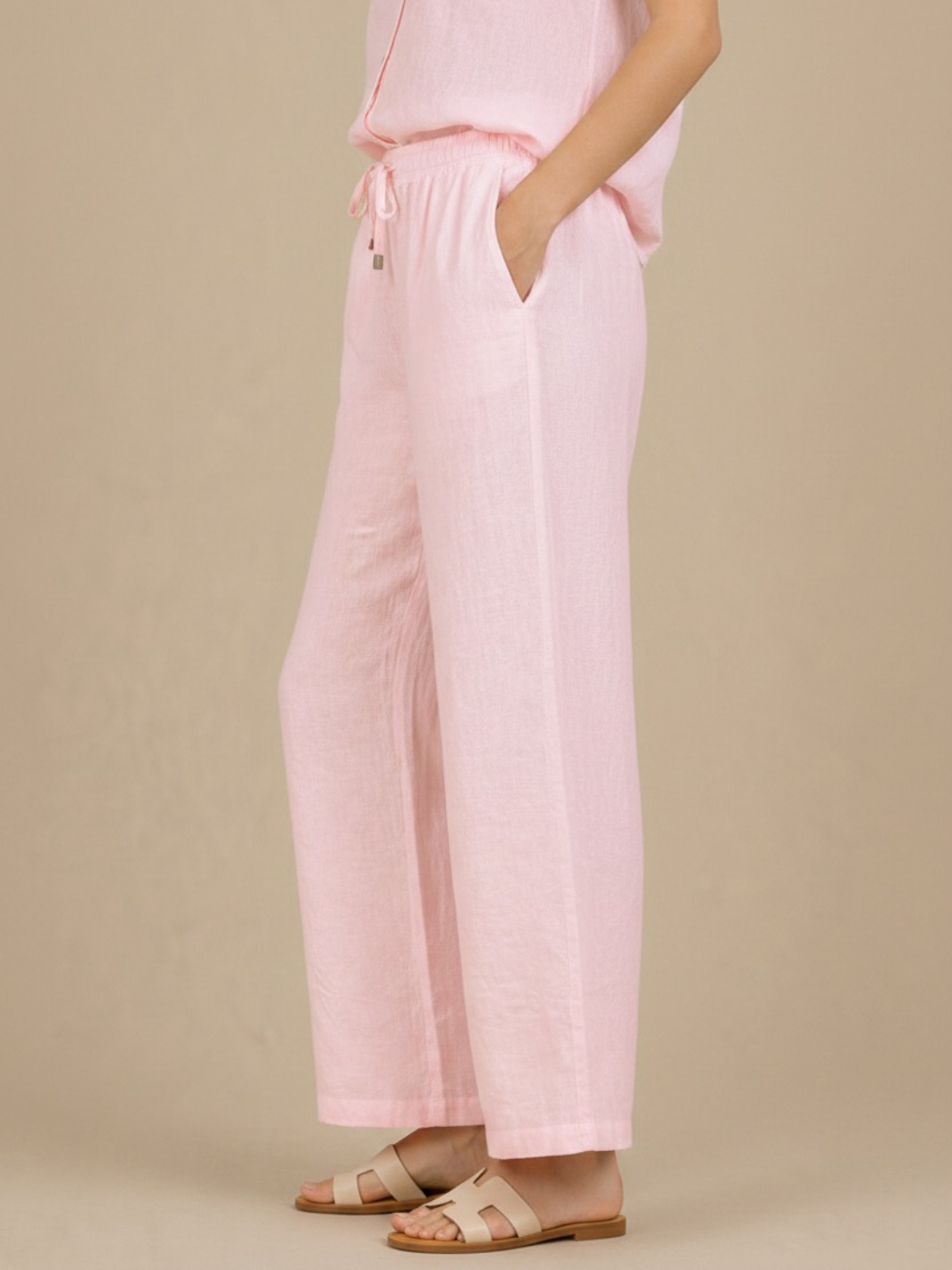 Lil Jen Cody Linen Trousers In Pink-Nicola Ross