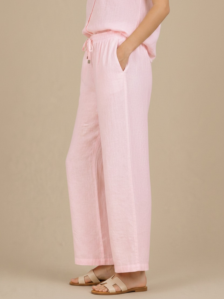 Lil Jen Cody Linen Trousers In Pink-Nicola Ross