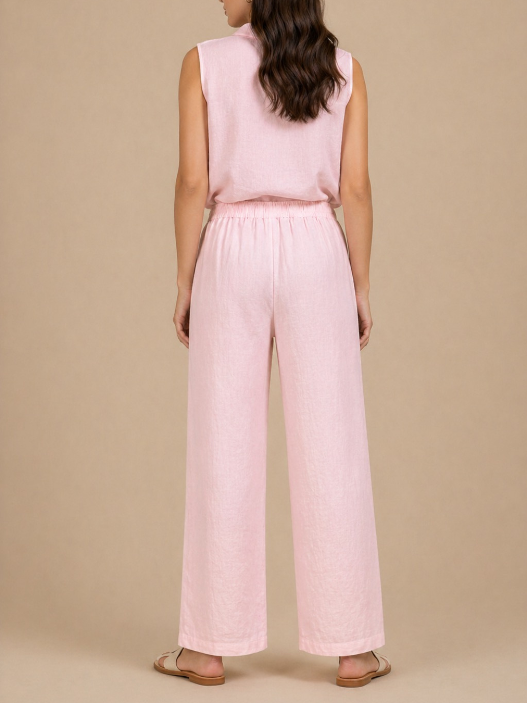 Lil Jen Cody Linen Trousers In Pink-Nicola Ross