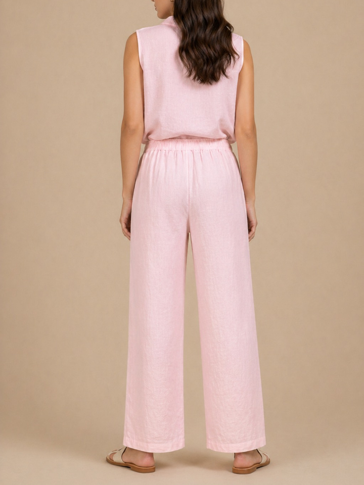 Lil Jen Cody Linen Trousers In Pink-Nicola Ross