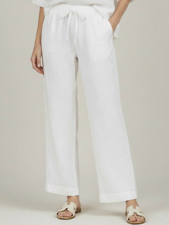Lil Jen Cody Linen Trousers In White-Nicola Ross