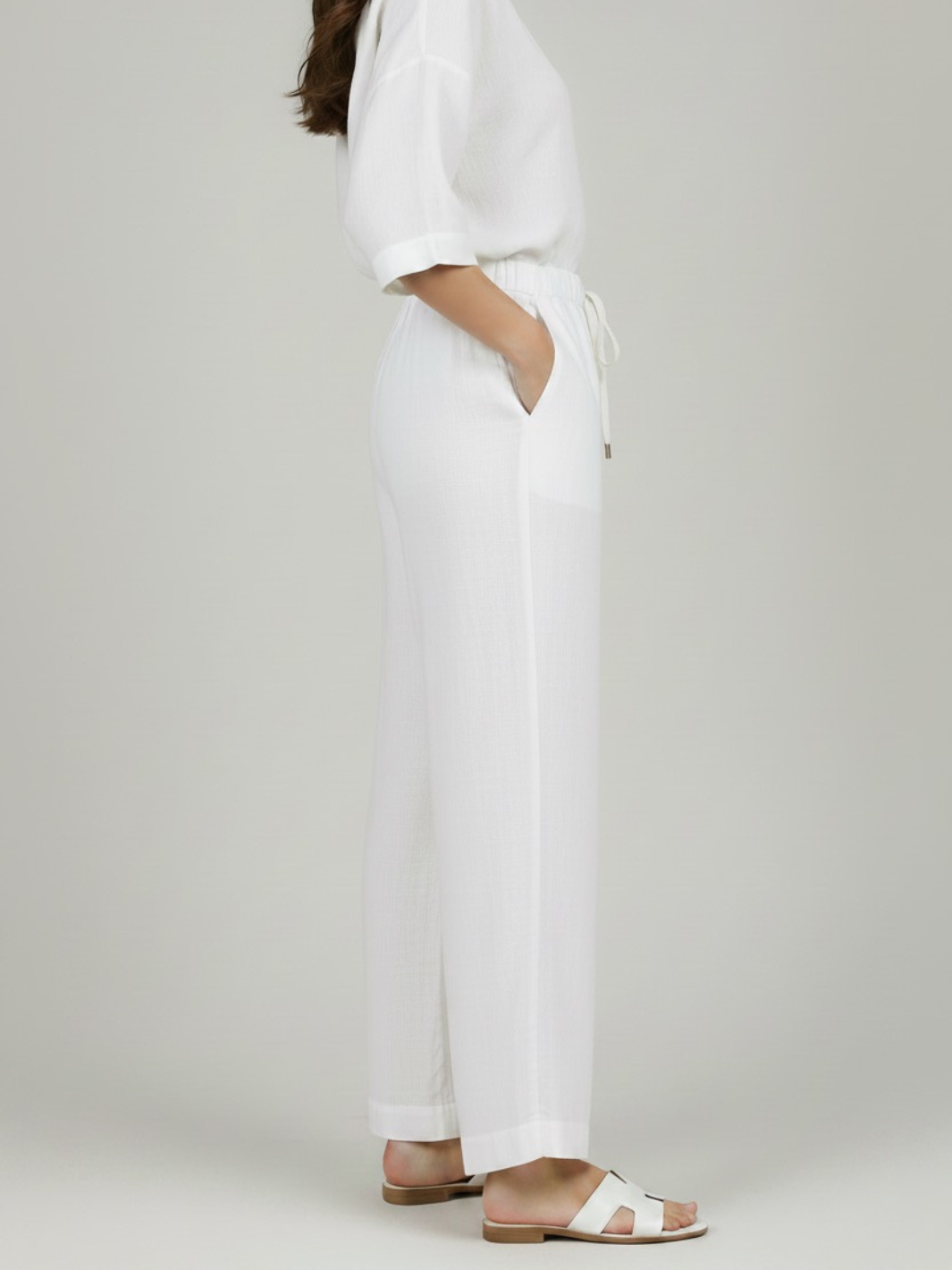 Lil Jen Cody Linen Trousers In White-Nicola Ross