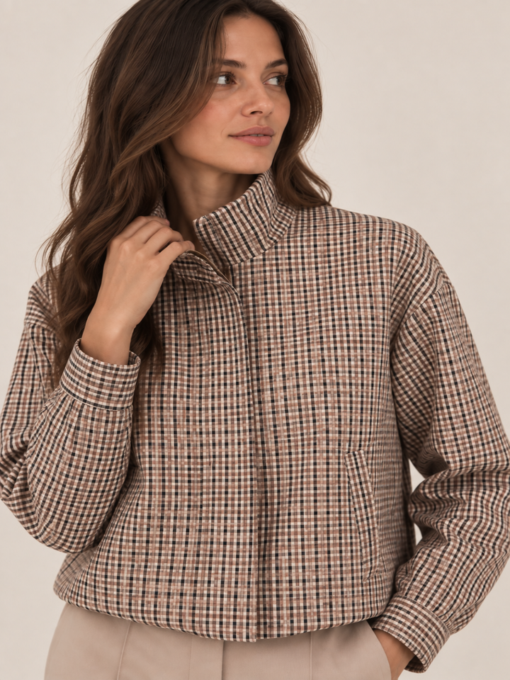 Lil Jen Cotswold Jacket In Beige Check-Nicola Ross