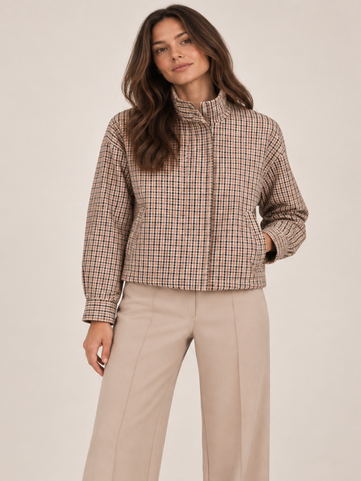 Lil Jen Cotswold Jacket In Beige Check-Nicola Ross