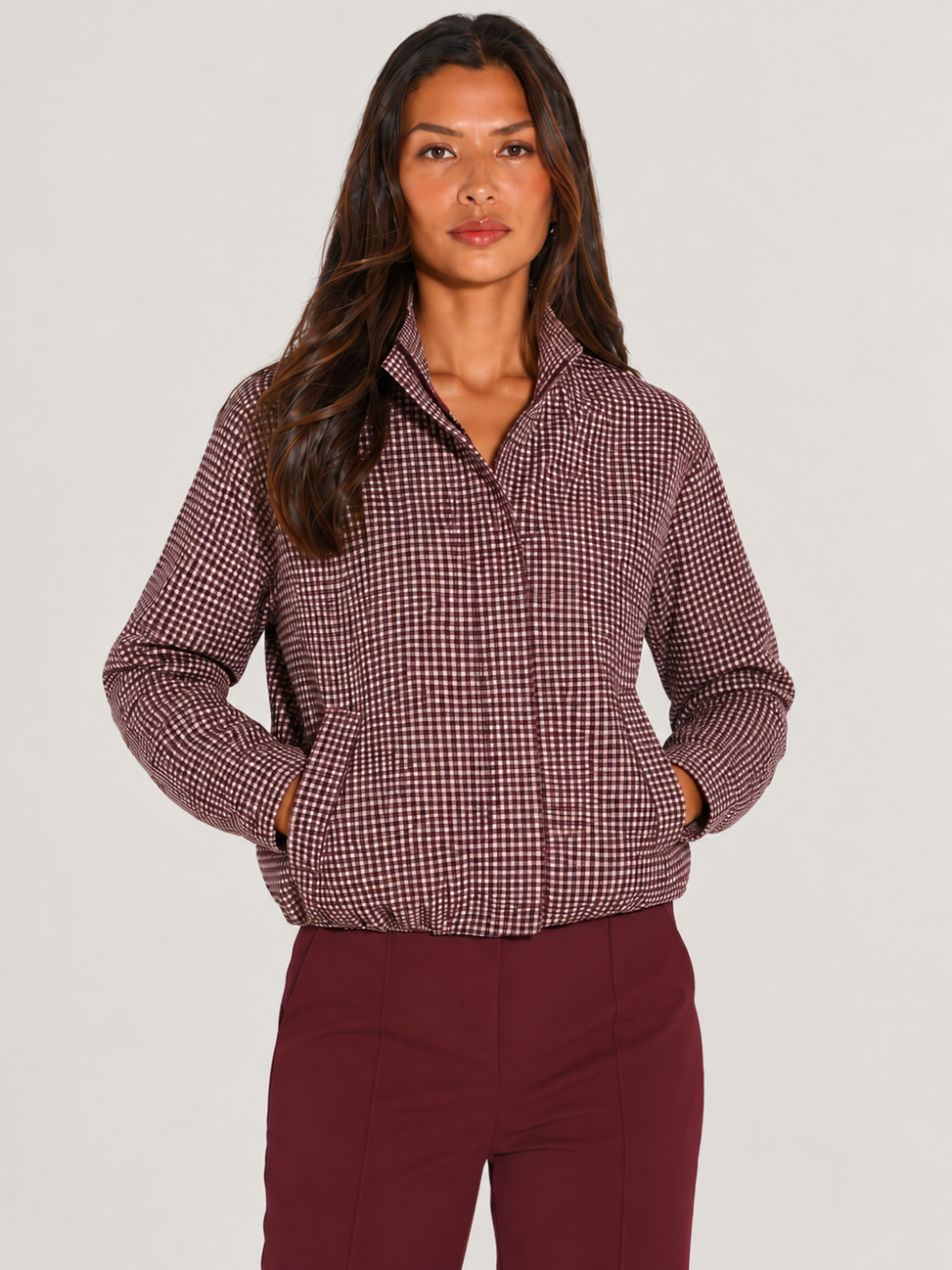 Lil Jen Cotswold Jacket In Mulberry Check-Nicola Ross