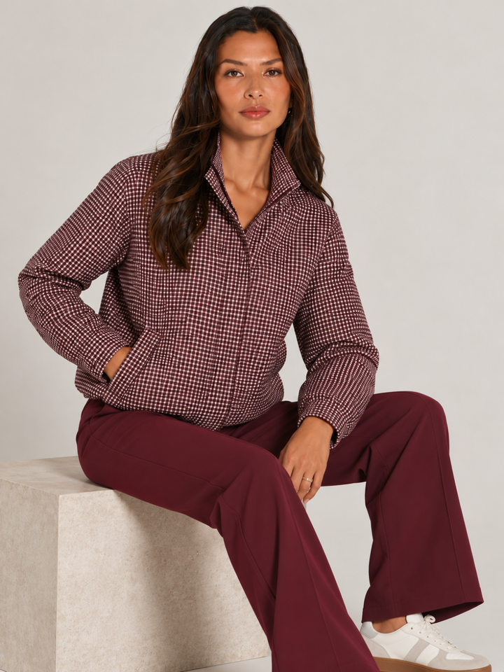 Lil Jen Cotswold Jacket In Mulberry Check-Nicola Ross