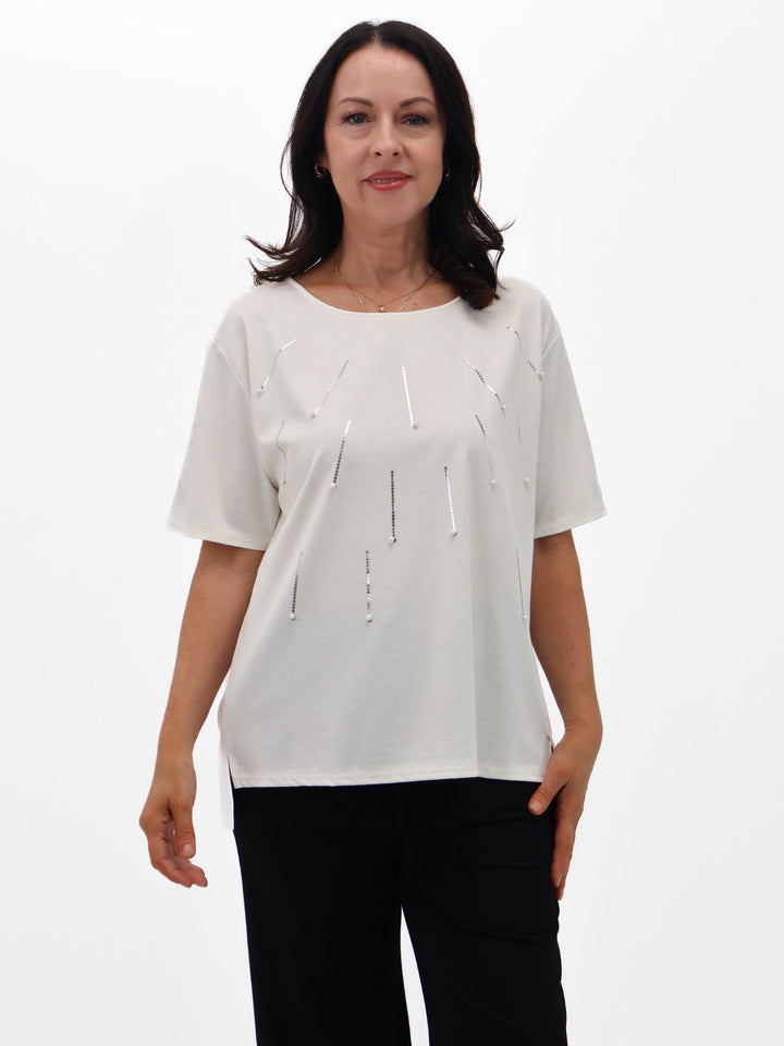 Lil Jen Daisy T-Shirt In White-Nicola Ross