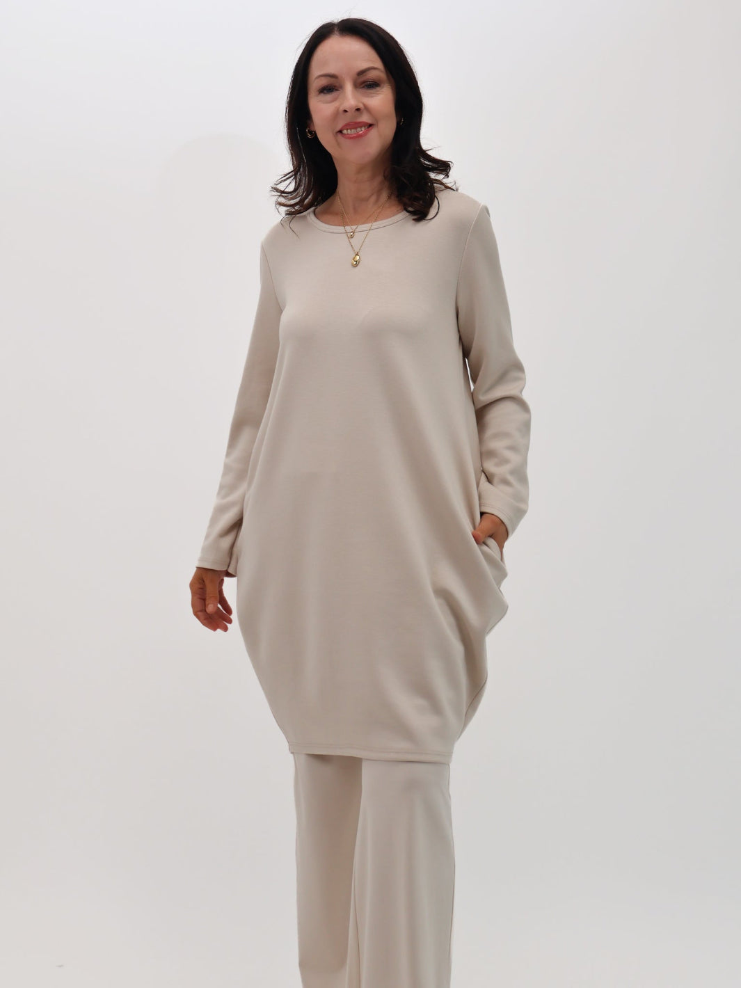Lil Jen Flora Tunic In Stone-Nicola Ross
