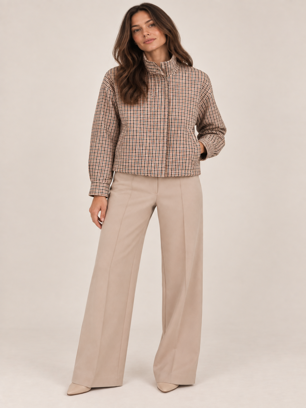 Lil Jen Cotswold Jacket In Beige Check-Nicola Ross