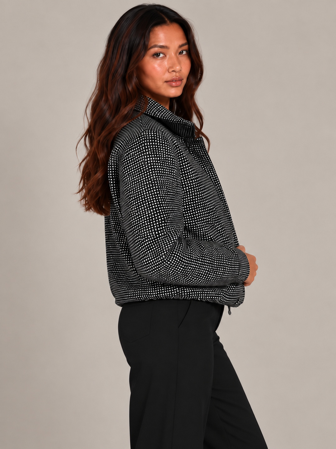 Lil Jen Cotswold Jacket In Black Check-Nicola Ross