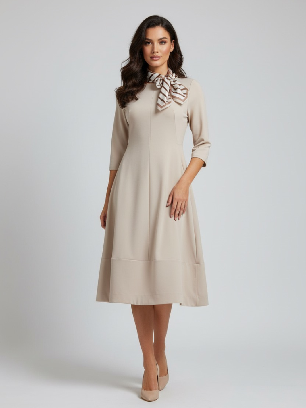 beige dress maxi Starling Lemon Matte Satin Plunge-Neck Maxi Dress With Scarf-Detail – Club  L London main image 1
