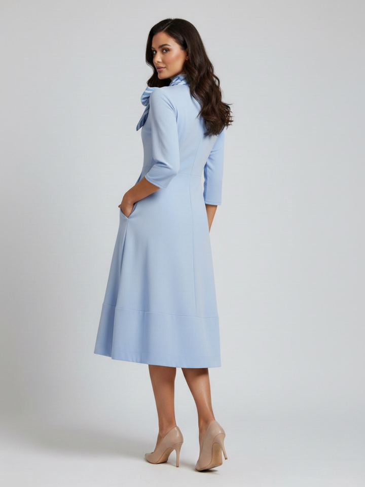 Lil Jen Gia Dress With Neck Scarf In Blue-Nicola Ross