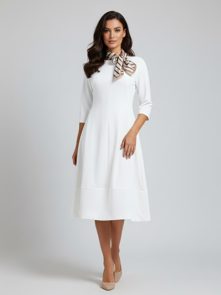 Lil Jen Gia Dress With Neck Scarf In Cream-Nicola Ross
