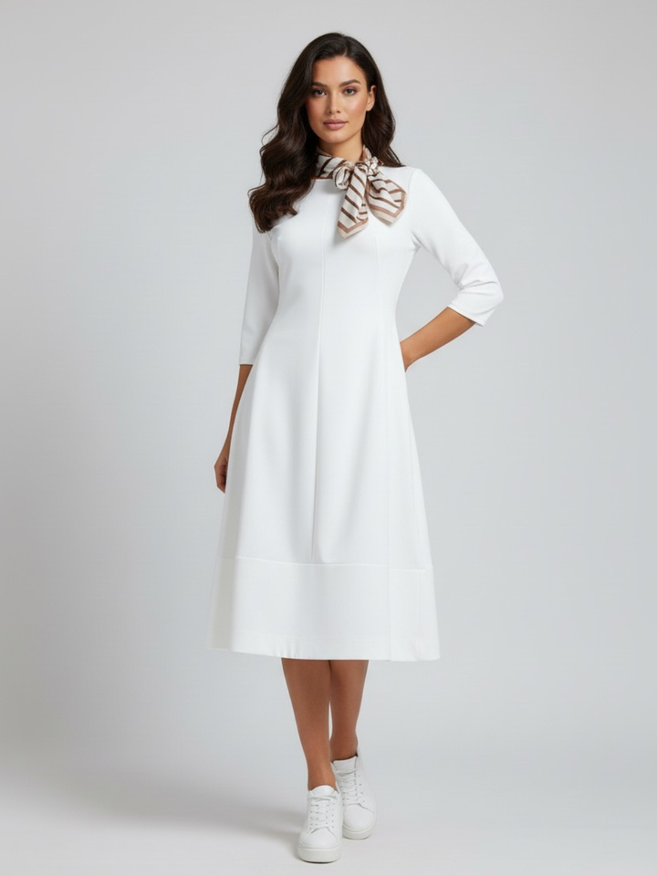 Lil Jen Gia Dress With Neck Scarf In Cream-Nicola Ross