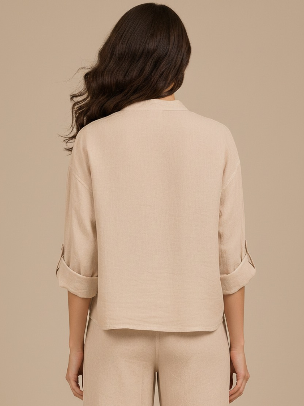 Lil Jen Isabella Linen Top In Beige-Nicola Ross