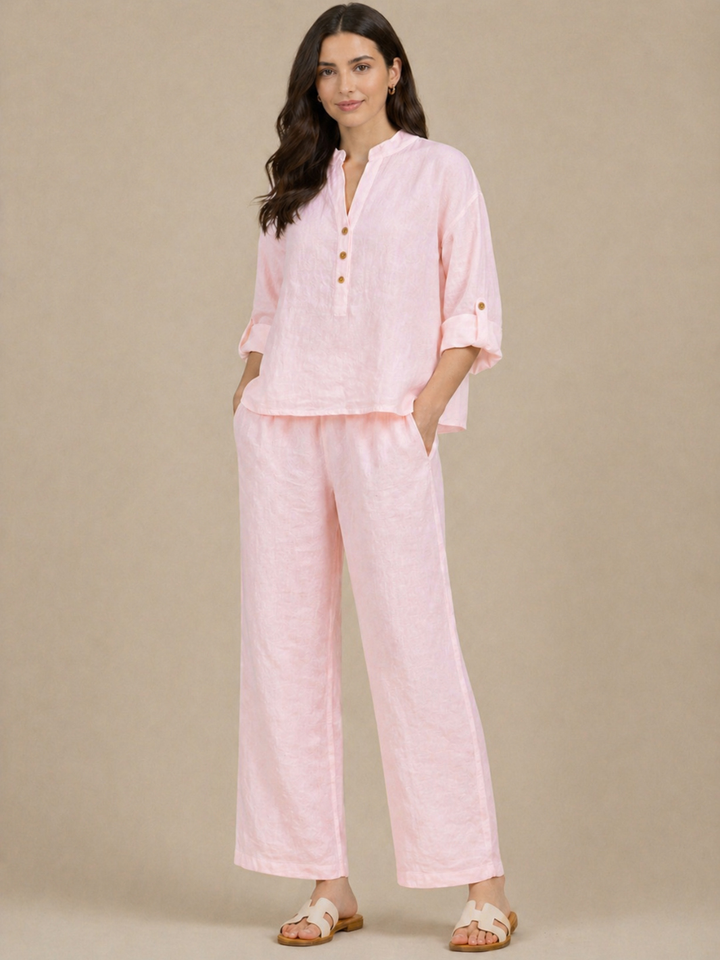 Lil Jen Isabella Linen Top In Pink-Nicola Ross