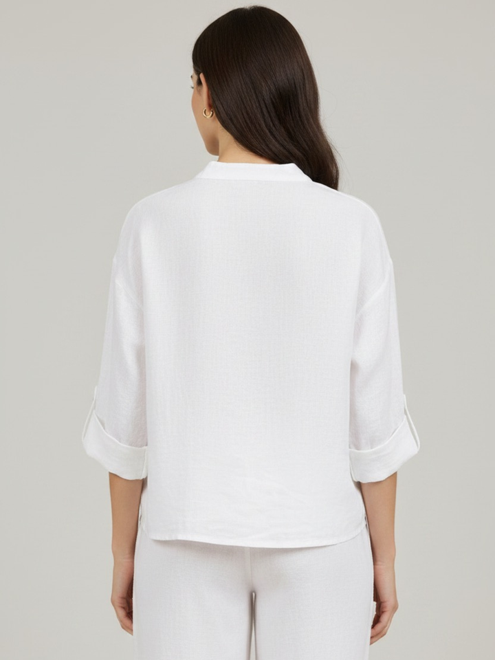 Lil Jen Isabella Linen Top In White-Nicola Ross