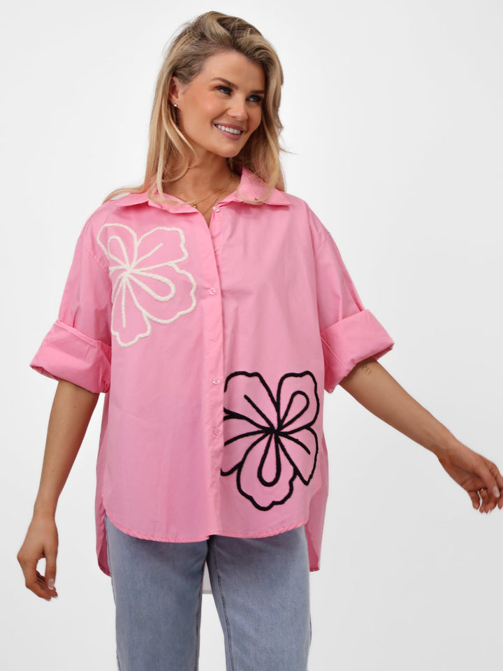 Lil Jen Lora Oversized Shirt In Pink-Nicola Ross