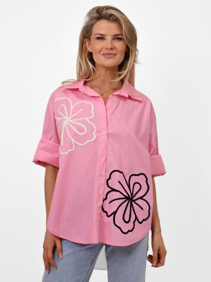 Lil Jen Lora Oversized Shirt In Pink-Nicola Ross