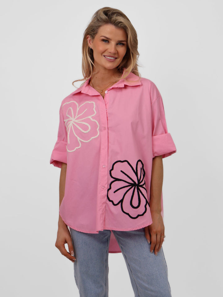Lil Jen Lora Oversized Shirt In Pink-Nicola Ross