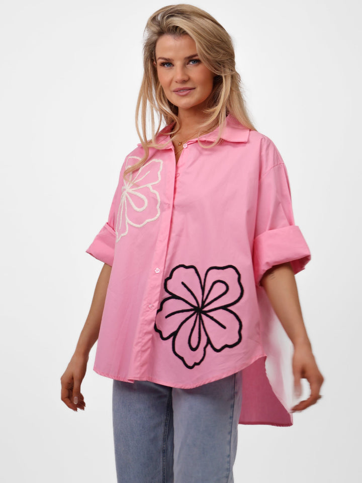 Lil Jen Lora Oversized Shirt In Pink-Nicola Ross