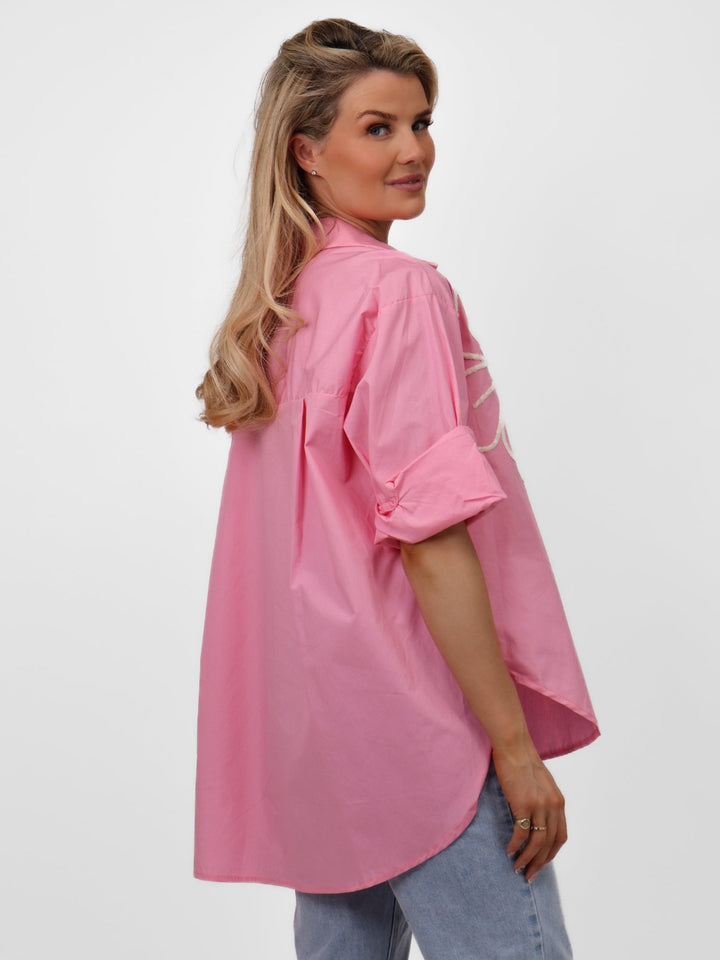 Lil Jen Lora Oversized Shirt In Pink-Nicola Ross