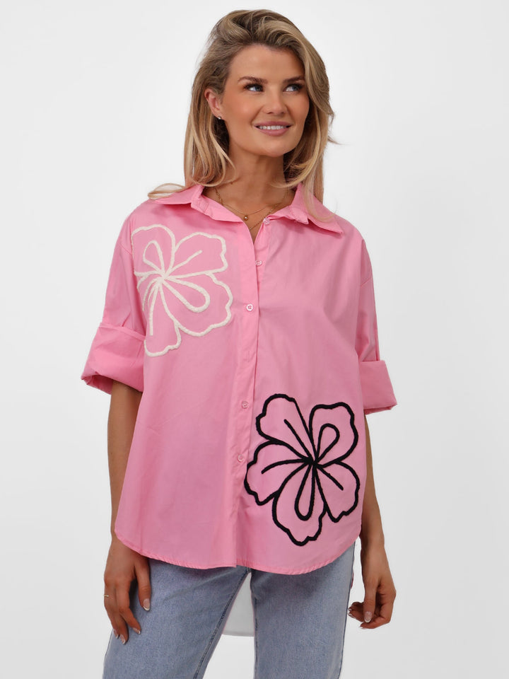 Lil Jen Lora Oversized Shirt In Pink-Nicola Ross