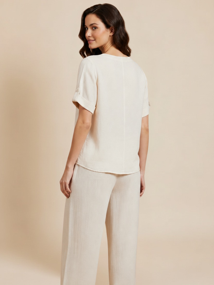 Lil Jen Noah Linen Top In Cream-Nicola Ross