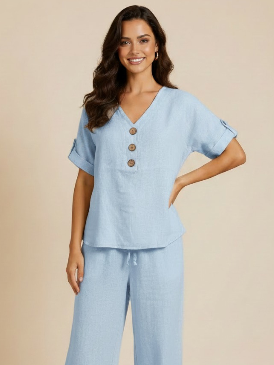 Lil Jen Noah Linen Top In Light Blue – Nicola Ross