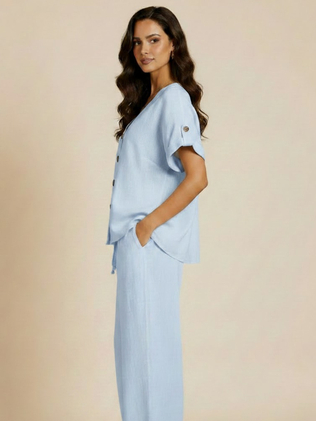 Lil Jen Noah Linen Top In Light Blue – Nicola Ross