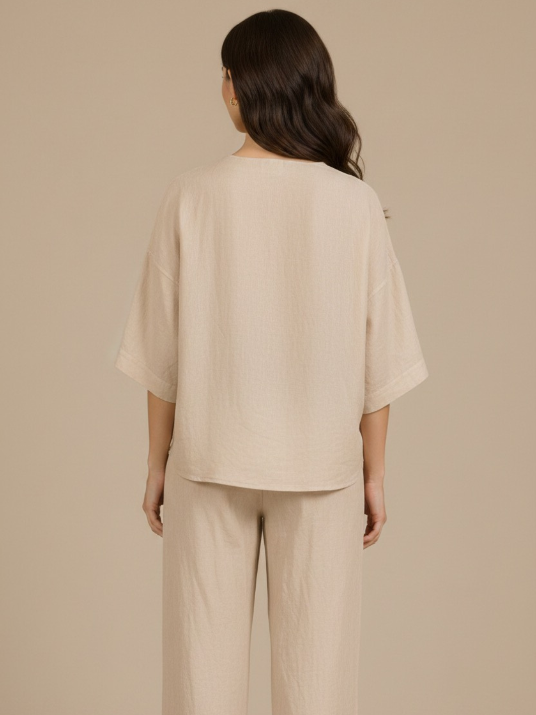 Lil Jen Phoebe Linen Top In Beige-Nicola Ross