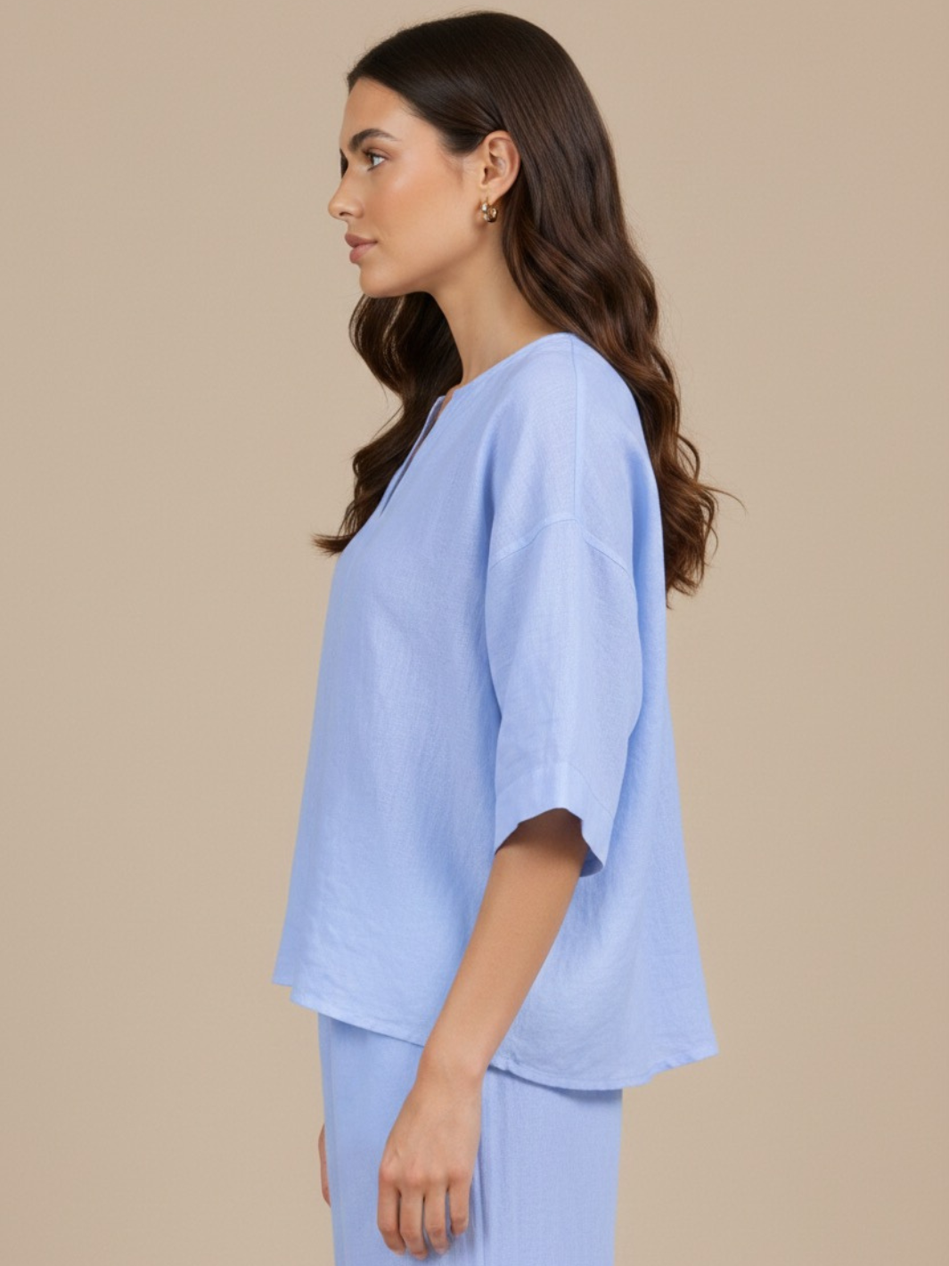 Lil Jen Phoebe Linen Top In Blue-Nicola Ross