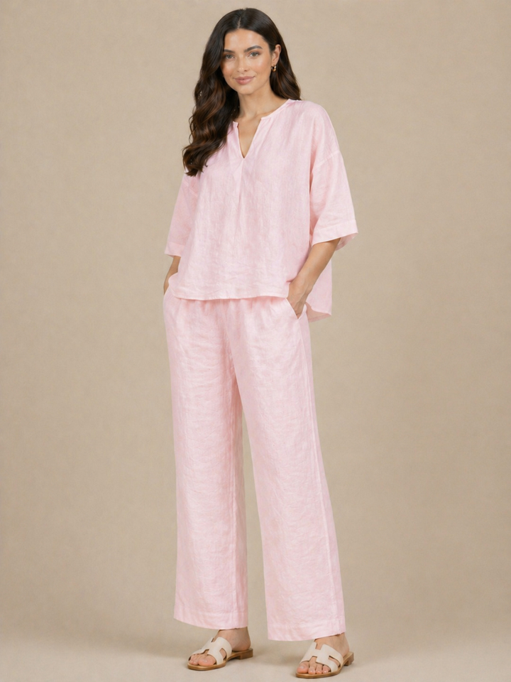 Lil Jen Phoebe Linen Top In Pink-Nicola Ross