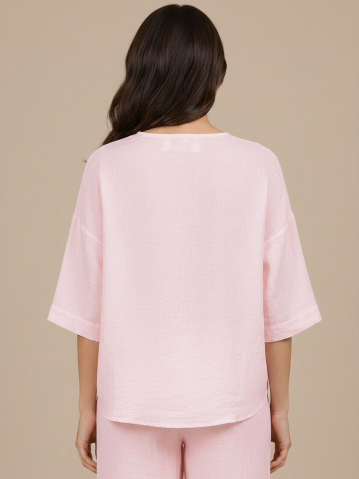Lil Jen Phoebe Linen Top In Pink-Nicola Ross