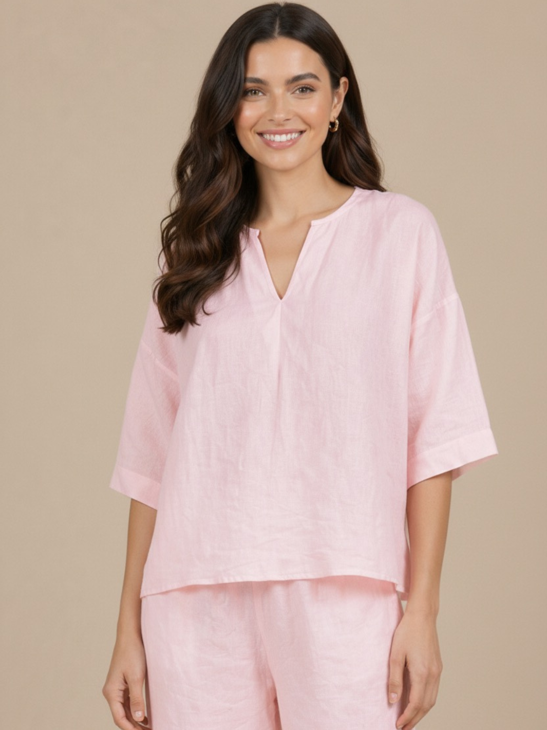 Lil Jen Phoebe Linen Top In Pink-Nicola Ross