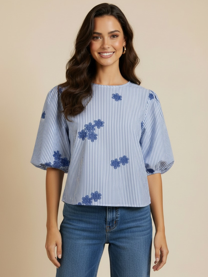 Lil Jen Reese Bow Top In Blue-Nicola Ross