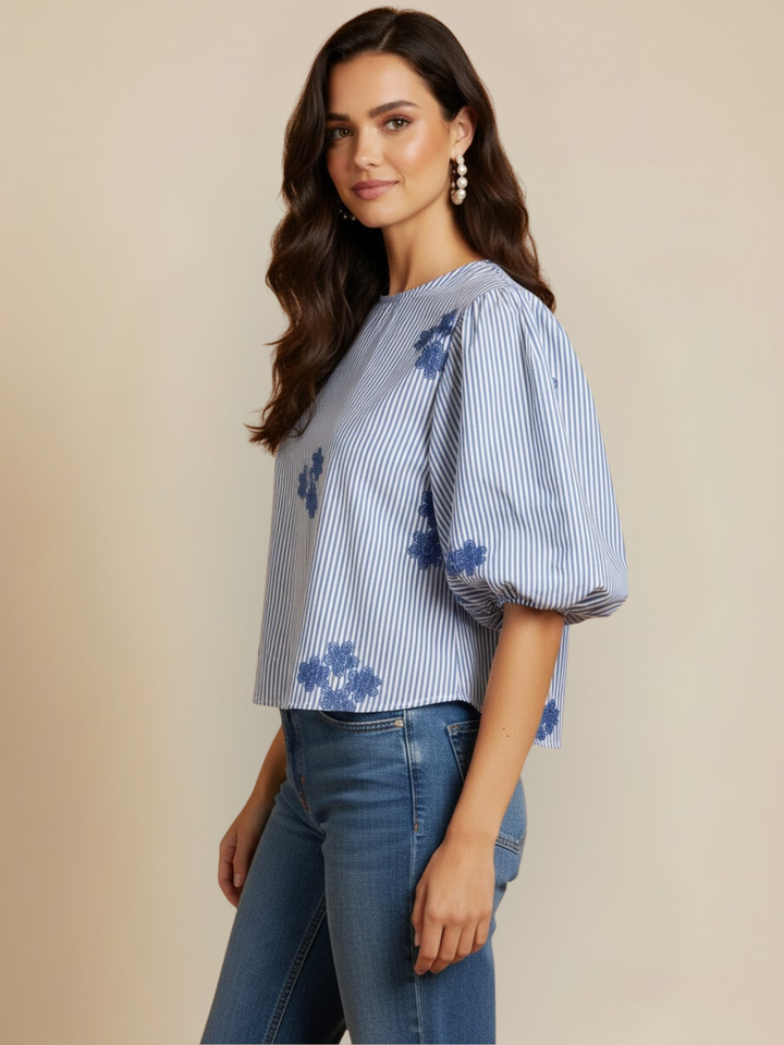 Lil Jen Reese Bow Top In Blue-Nicola Ross
