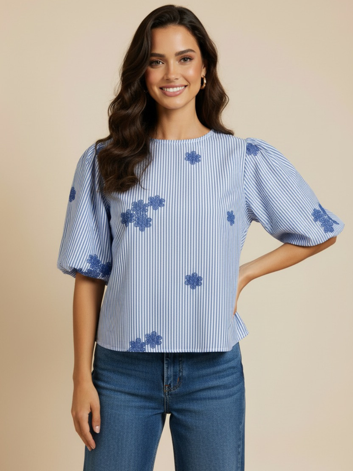 Lil Jen Reese Bow Top In Blue-Nicola Ross