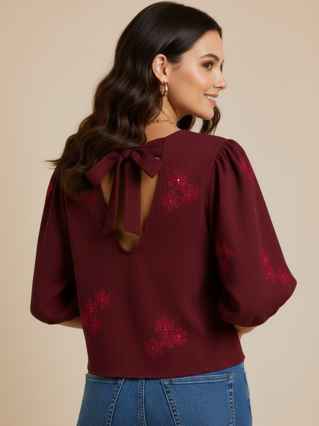 Lil Jen Reese Bow Top In Burgundy-Nicola Ross