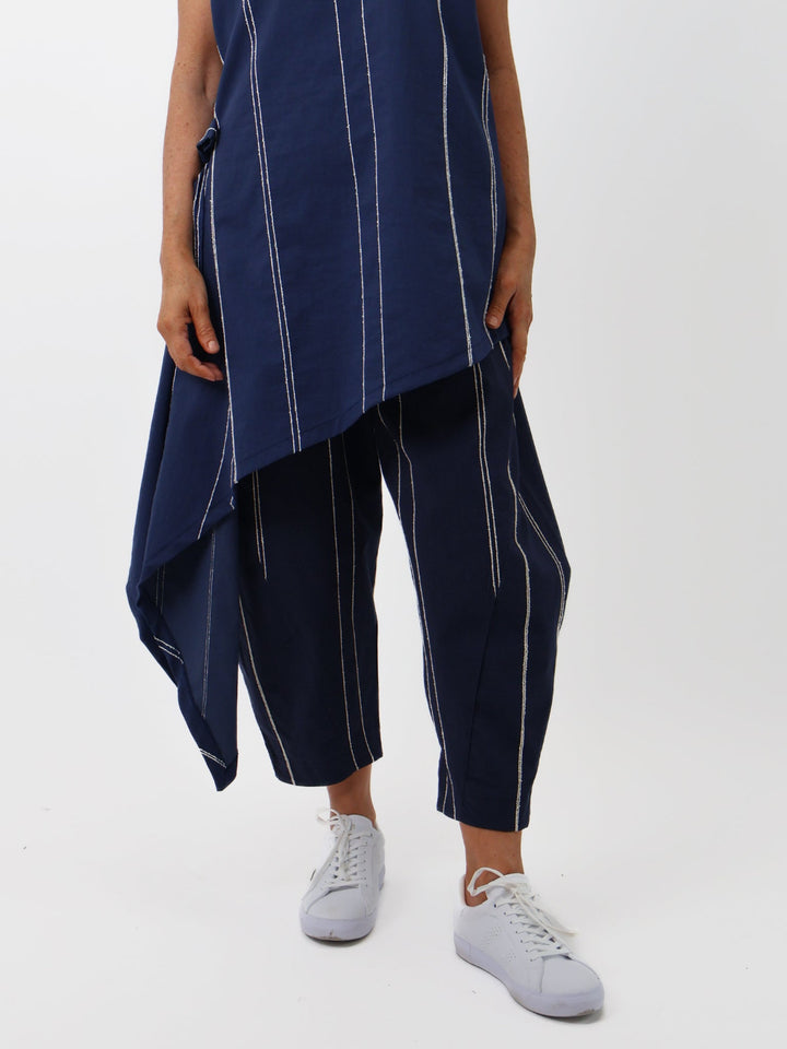 Lil Jen Stella Trousers In Navy Stripe-Nicola Ross