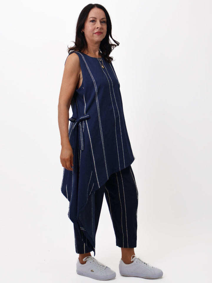 Lil Jen Stella Trousers In Navy Stripe-Nicola Ross