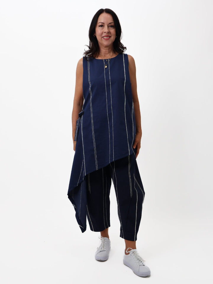 Lil Jen Stella Trousers In Navy Stripe-Nicola Ross