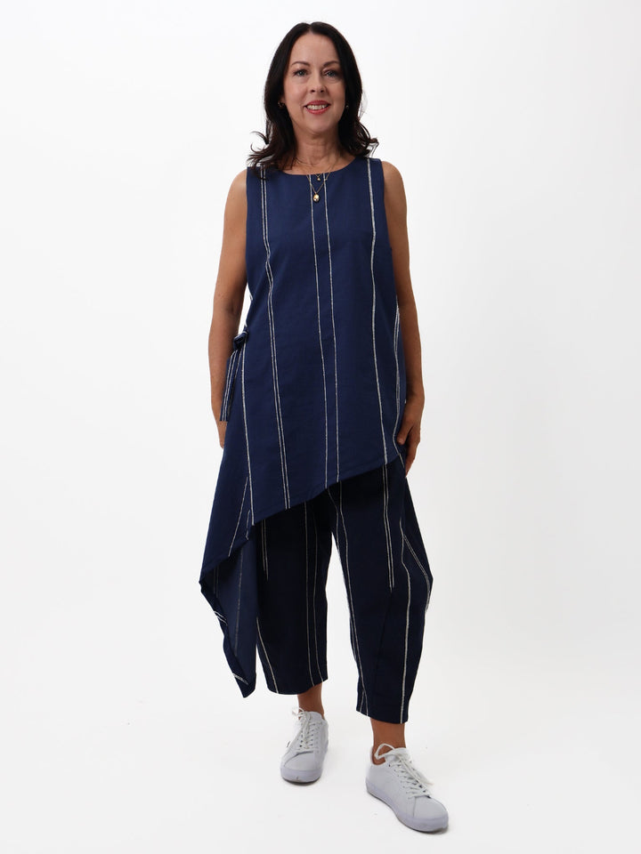 Lil Jen Stella Trousers In Navy Stripe-Nicola Ross